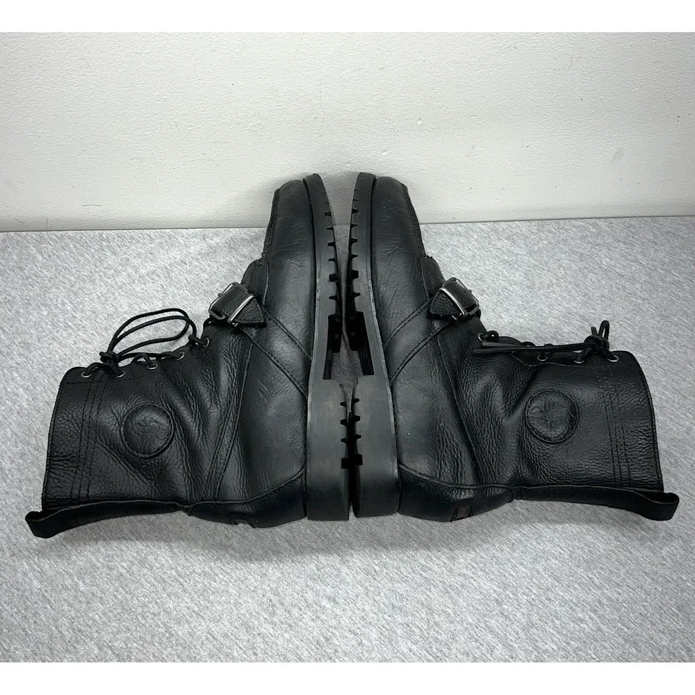 Polo Ralph Lauren Ranger Boots Mens Size 11D Black Leather Buckle Combat Work‎